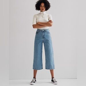 Bershka Wide Legged Denim Culottes Women s Fashion Bottoms